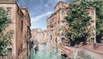 Фреска Нарисованная Венеция с каналами