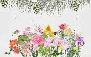 Фреска Цветы и птицы