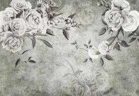 Фреска Черно-белые цветы