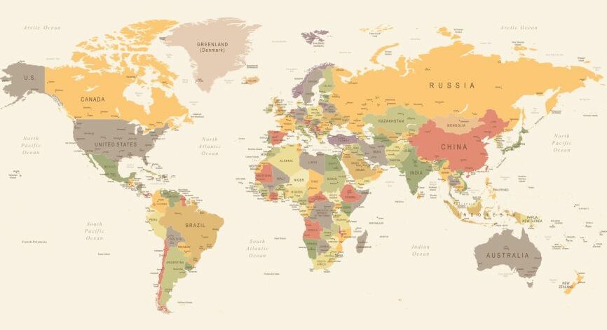 Картина на холсте карта мира, арт hd1400801